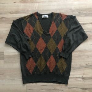 Vintage Pringle of Scotland 100% Lambswool Argyle Knitted Sweater